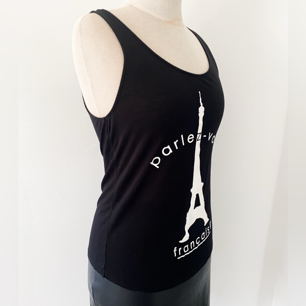 H&M “Parlez-vous Français?” Eiffel Tower Graphic Tank – Size Small, Black - Picture 7 of 8